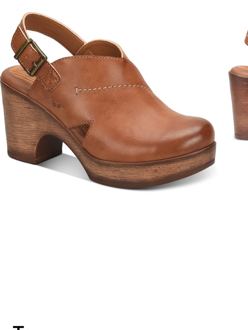 b.o.c.Cecila Tan Leather Slingback Clog with Wooden Heel